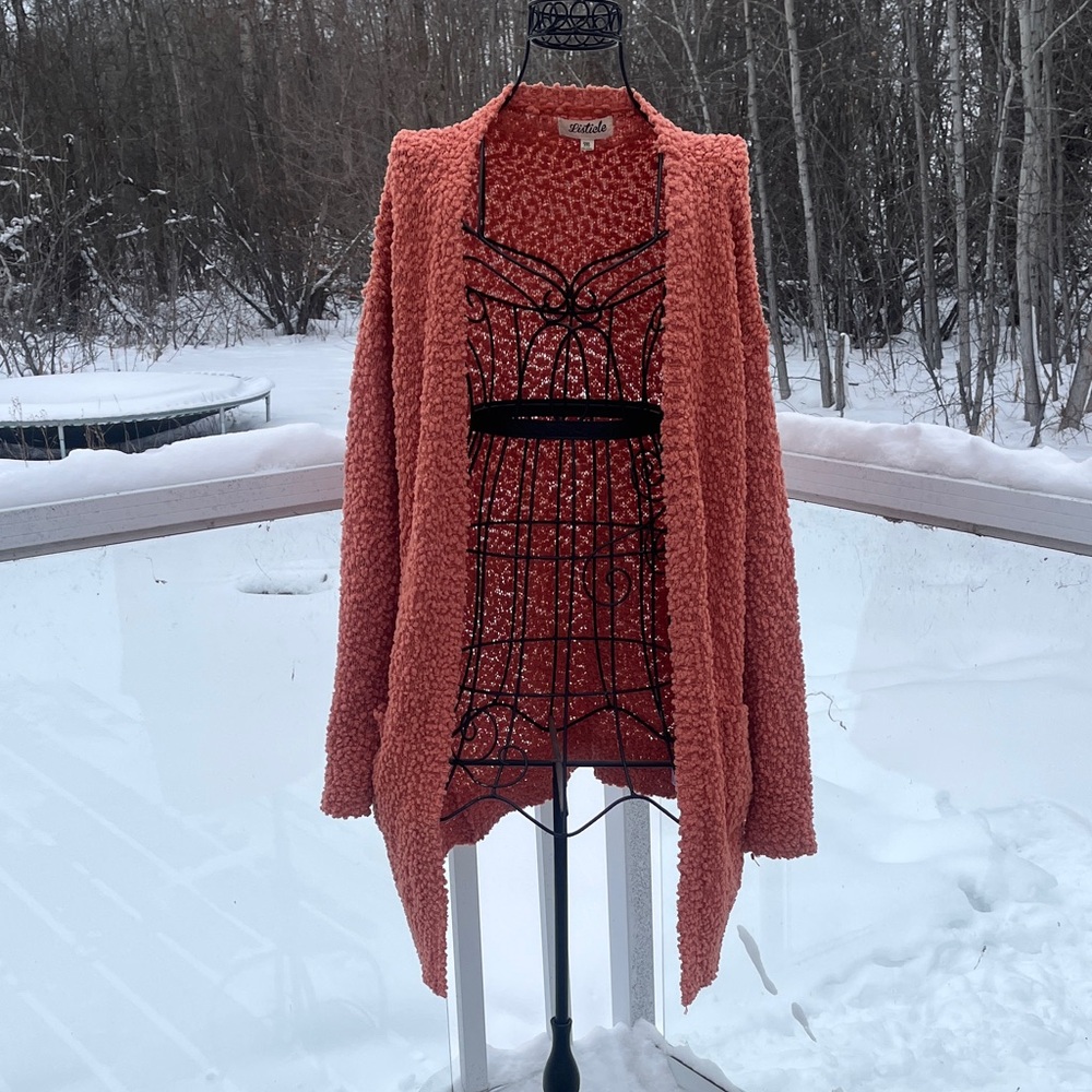 Listicle Popcorn Open Front Cardigan Size Medium Acrylic/Mohair